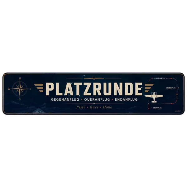 Metallschild "Platzrunde", 10×40 cm