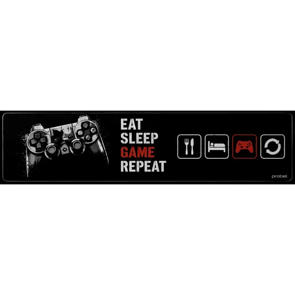 Metallschild "Eat Sleep Game Repeat (ENG)", 10×40 cm