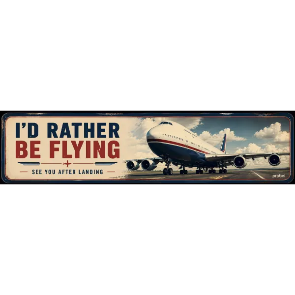 Metallschild "I'd Rather Be Flying (ENG)", 10×40 cm