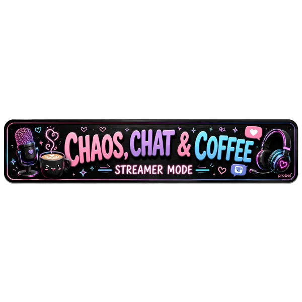 Metallschild "Chaos, Chat & Coffee (ENG)", 10×40 cm