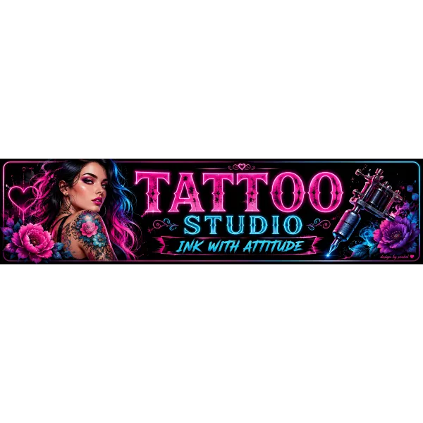 Metallschild "Tattoo Studio (ENG)", 10×40 cm