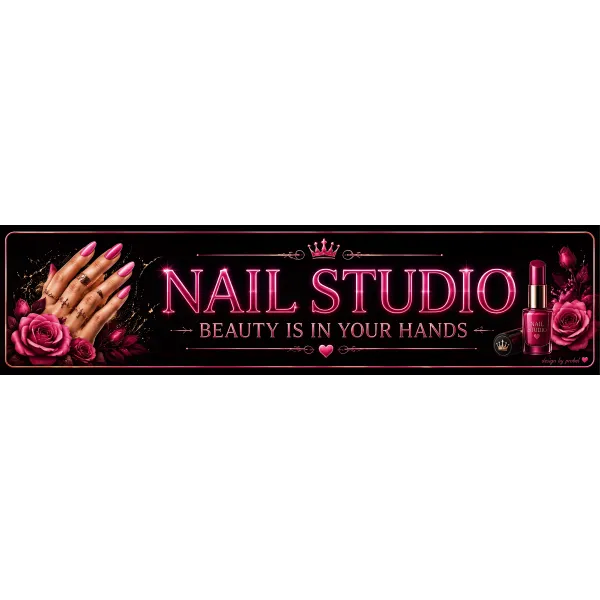 Metallschild "Nail Studio (ENG)", 10×40 cm