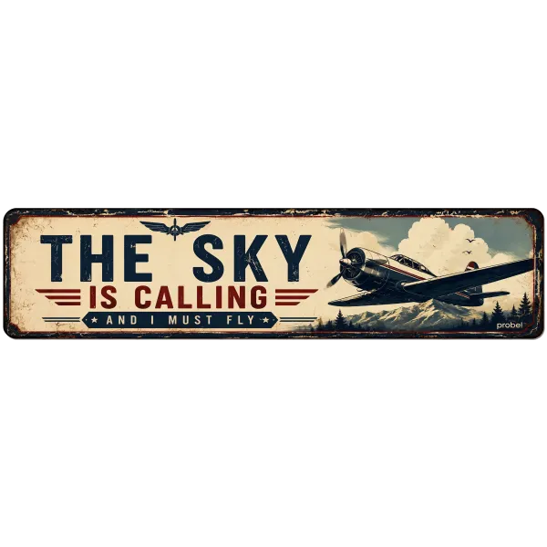 Metallschild "The Sky Is Calling (ENG)", 10×40 cm