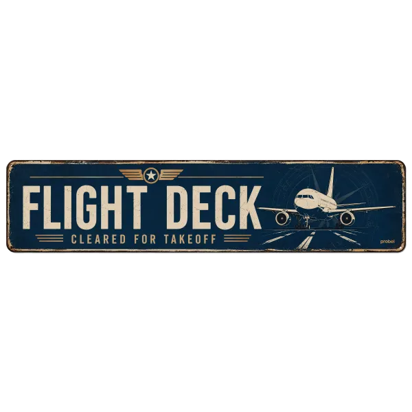 Metallschild "Flight Deck (ENG)", 10×40 cm
