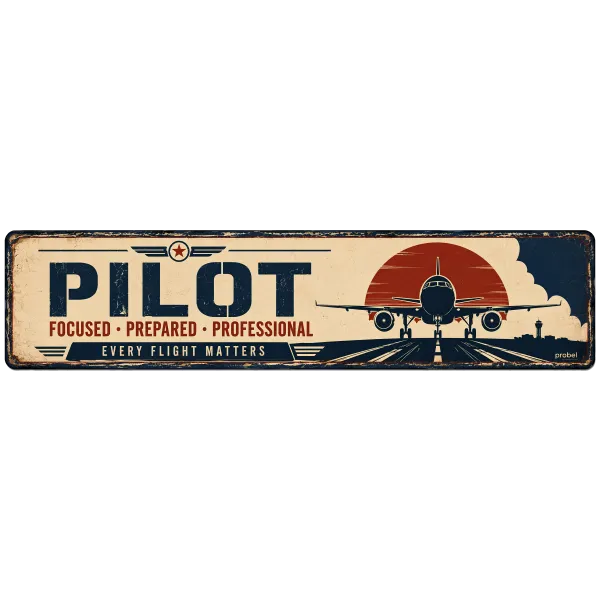 Metallschild "Pilot (ENG)", 10×40 cm