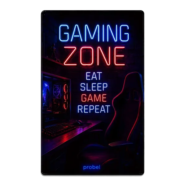 Metallschild "Gaming Zone – Eat Sleep Game Repeat (ENG)", 20×30 cm