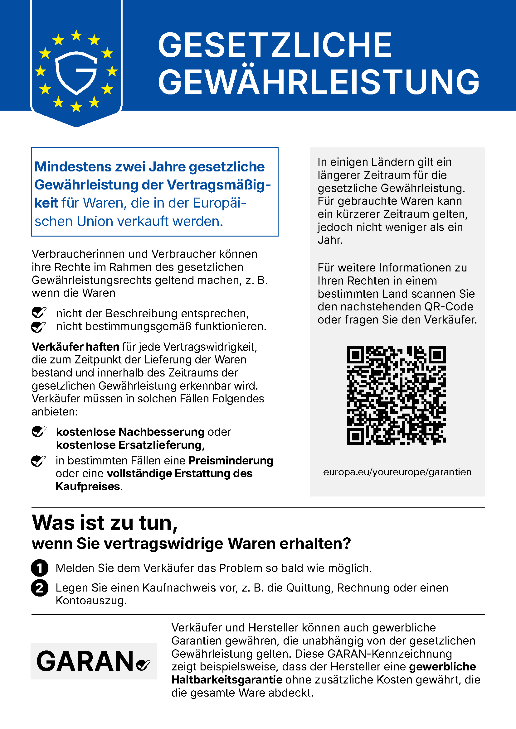 Offizielle EU-Mitteilung zur gesetzlichen Gewährleistung